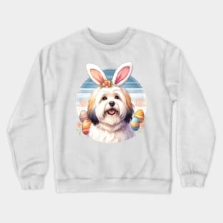 Coton de Tulear Celebrates Easter with Bunny Ears Crewneck Sweatshirt